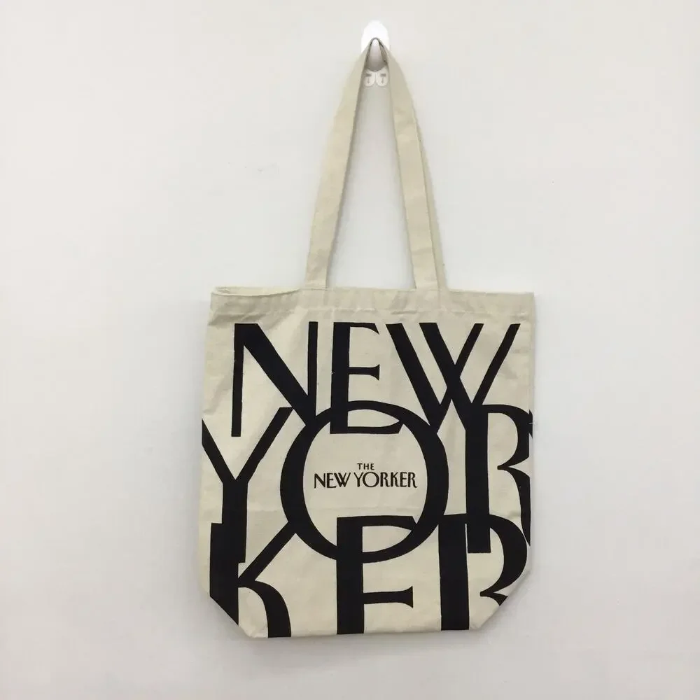 THE NEW YORKER Magazine Bag Classic Cotton Canvas Tote Handle Shoulder Natural - Picture 1 of 5